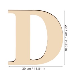 KINBOM 30 cm Wooden Letter D, 0.5 cm Thick, Wood, Poplar, Decoration, Wall Decoration, 1 Piece