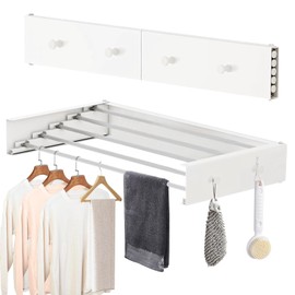 Sonhomay Wall Mounted Drying Rack, 24 Inch Collapsible Clothes Drying Rack Wall Mount Drying Rack Clothing Indoor Foldable Laundry Drying Rack, Laundry Racks for Drying Clothes for Bathroom Balcony