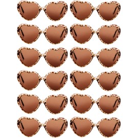 Blulu 12 Pieces Neon Colors Heart Shape Sunglasses for Women Party Favors and Festival (Leopard)