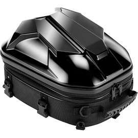 SUNPIE Motorcycle Tank Bag, Waterproof Motorcycle Tail Bag Backpack Helmet Bag ABS Hard Shell Motorbike Luggage Bags, Dual Use Motorcycle Bag with Expanded Storage 15L-20L Lightweight 1.05kg(Black)