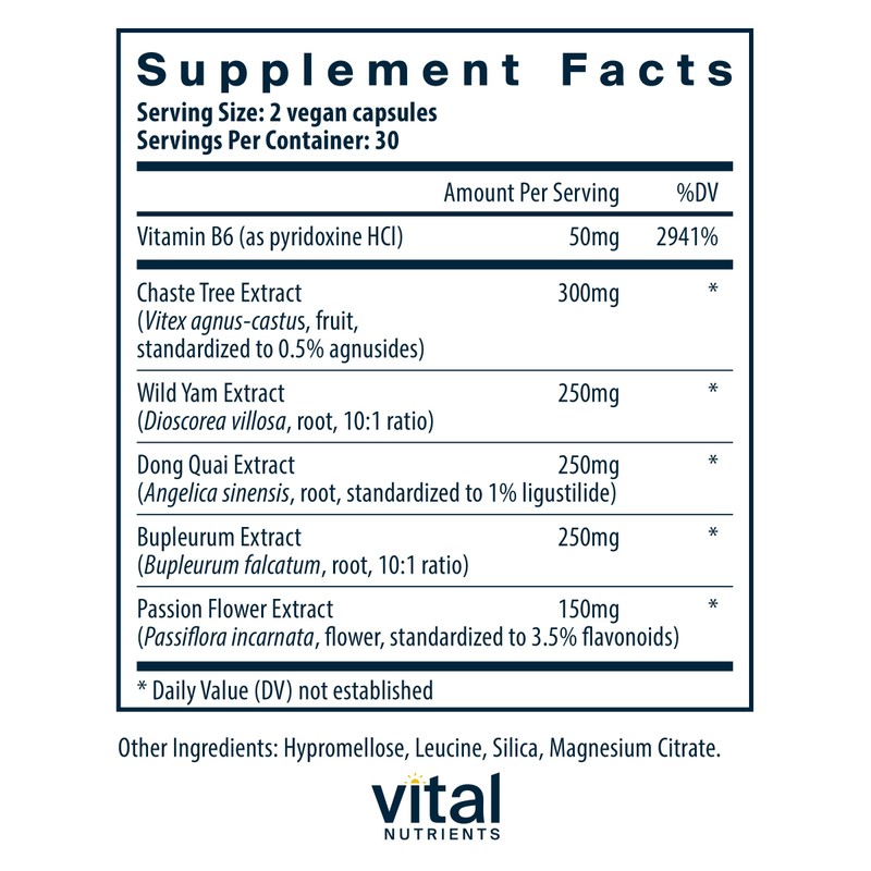 Vital Nutrients PMS Support - Vitex Berry & Passionflower Extract