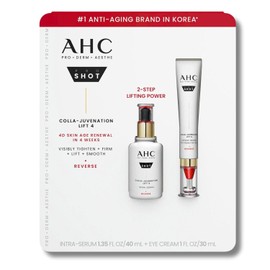 AHC Pro Shot Colla Juvenation Lift 4 Anti Aging Face Serum and Eye Cream Set, Reduce Wrinkles and Firm Skin Care, Anti-Wrinkle Retinol, Pore Tightening, 4 Collagen + 4 Peptides, 1.35 oz + 1 oz