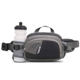 Lixada Outdoor Sports Belt Bag with Bottle Holder, Bum Bag for Men and Women, Breathable Sports Waist Bag for Cycling, Running, Hiking, Marathon, Bum Bag, Hydration Belt, Black, black
