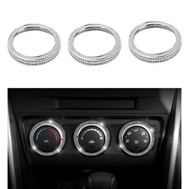 1797 Bling AC Knobs Covers Compatible with Mazda CX3 CX-3 CX5 CX-5 Touring MX5 MX-5 Miata Accessories Air Conditioner Control Decals Stickers Interior Parts Decorations Men Crystal Silver 3 Pack