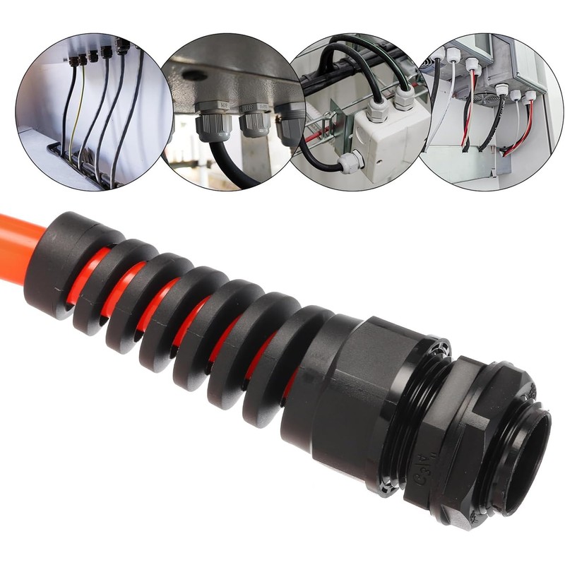 TA-VIGOR 12Pcs PG7 Cable Gland 3mm-6.5mm Wire Hole Waterproof Nylon