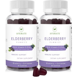AFXMATE Sambucus Elderberry Gummies, Black Elderberry Gummy with Zinc and Vitami