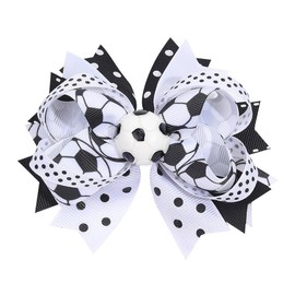 Soccer Bow Girls Soccer Hair Accessories Football Hair Bow Sport Cheer Bow Hair Tie Ponytail Holder TSFQ08 (Soccer Clip)
