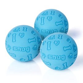 Snug Rubber Dog Balls for Small and Medium Dogs of all Breeds - Tennis Ball Size - Virtually Indestructible (3 Pack - Blue)
