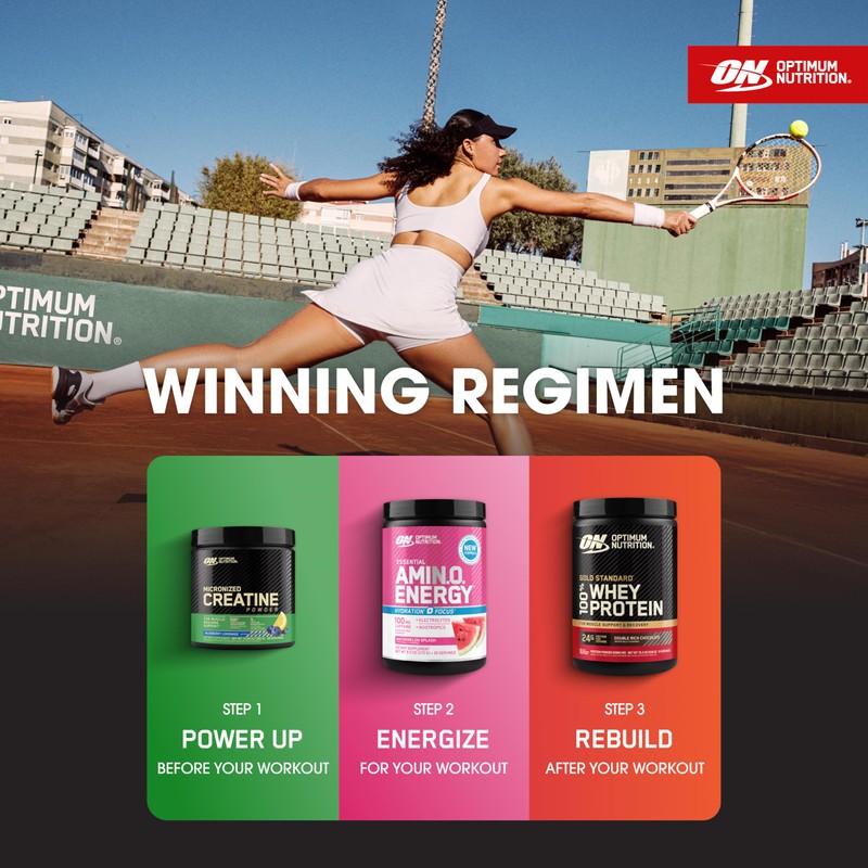 Optimum Nutrition Amino Energy Powder Plus Focus, with BCAA, Electrolytes,