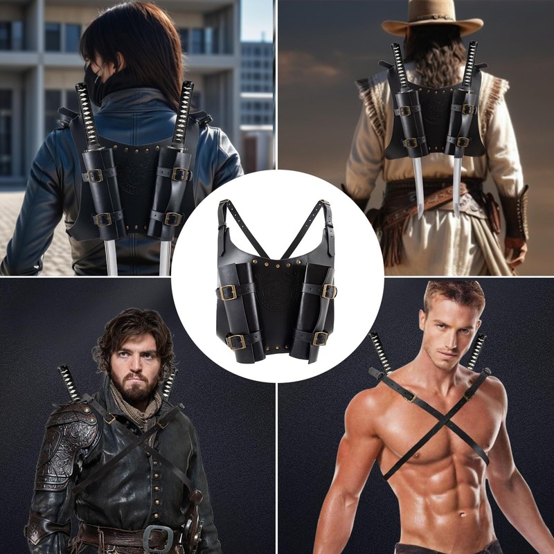 Sword Holder Back Leather Sword Sheath, Medieval Sword Shoulder Back
