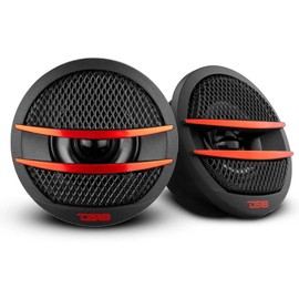 2 Dome Tweeters Compatible with DS18 TX1R 6 cm 60 mm Diameter 50 Watt RMS 200 Watt Max Impedance 4 Ohm with Reduced Depth Only 2 cm in Pairs + 2 Capacitors and 3 Free Stickers