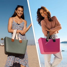 Versa Tote CARRIE Large Rubber Beach Bag Lightweight Waterproof Washable Durable Travel Tote for Boat Pool Sports Gym, Hot Pink