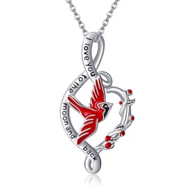 ONEFINITY Red Cardinal Necklace 925 Sterling Silver Infinity Red Cardinal Pendant Jewelry Cardinals Sympathy Gift for Women