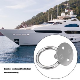 SG Store 8mm x 50mm Stainless Steel Round Eye Plate Deck Wall Plate 316 Marine Mooring with Ring for Securing Yachts and Boats - Pack of 4