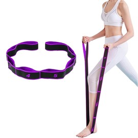 Stretch Band Yoga Stretching Band Yoga Strap with 9 Loops for Pilates, Dance, Gymnastics, Effective Stretching, Purple