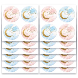 Mobiusea Creation Team Boy or Girl Stickers for Gender Reveal Party | 2 inch | Gold Foil | 60 pcs| Gender Reveal Stickers