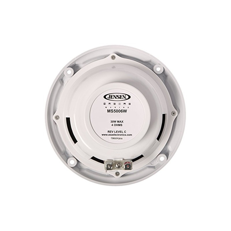 Jensen MS5006WR Dual Cone Waterproof 5.25" Speaker, White, 30 Watts