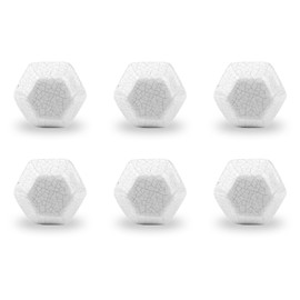 ETHNICITI Pack of 6 Hexagonal White Crackle 40mm Ceramic Door Knobs Vintage Shabby Chic, Wardrobe Cabinet Cupboard Drawer Interior Furniture Pulls Handles Bedroom Dresser Lounge Kitchen