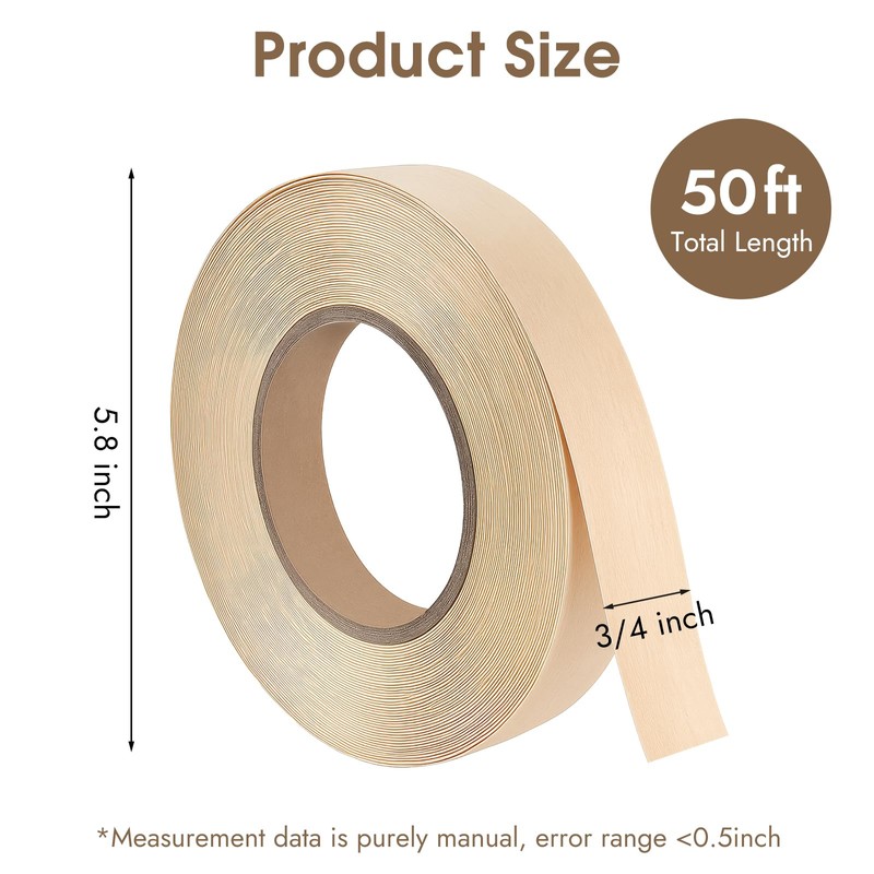BEVTEE Wood Edge Banding 3/4 in × 50 ft, Iron