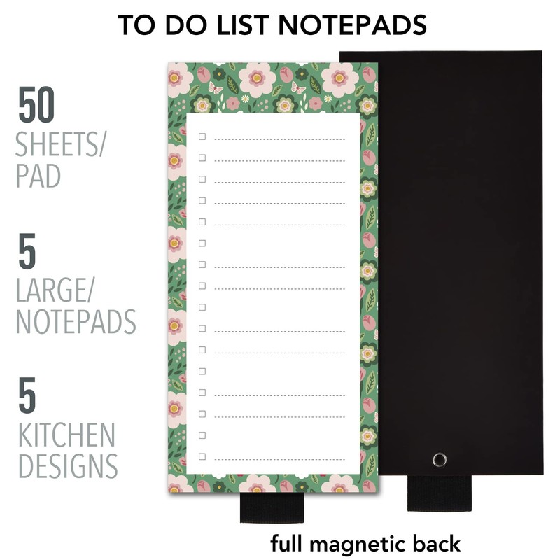 5 Pack Magnetic Lemons Bloom Daisy Scandi Notepads for Fridge