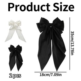 2 Stück Haarschleife,Haarschleifen Mädchen,Haarspangen mit Großer Schleife,Haarklammer Schleife,Französische Haarspange Groß mit Langem Seidigem Satin,Schleifen Haare,Hair Bow Haarnadel für Damen
