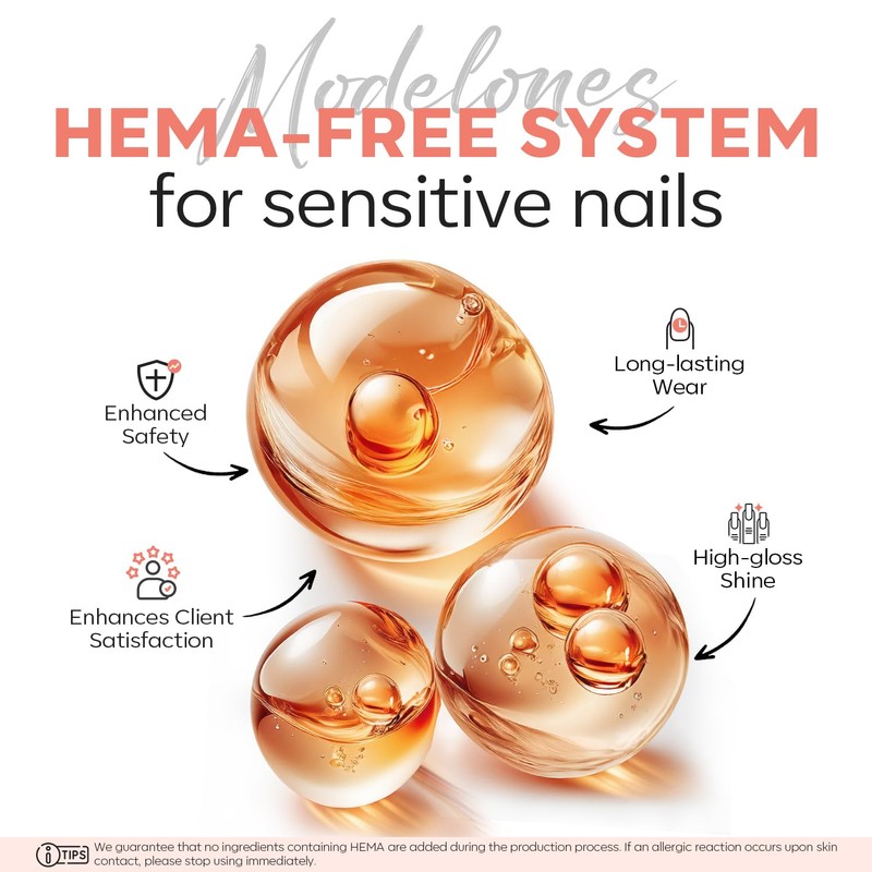 modelones Poly Nail Gel, Hema-Free 60ML Barely Pink Poly Extension