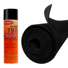 Polymat Heavy Duty 12' x 45" Boat Trailer Bunk Carpet Black S60 +1 797 glue can