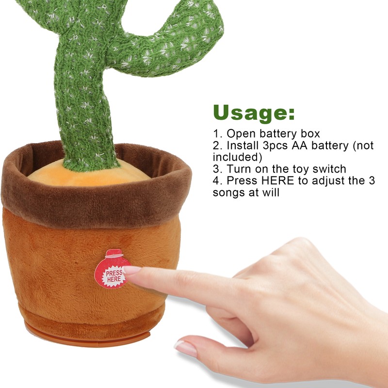 Electronic Cactus Plush Toys Singing Dancing Cactus Educational Children Kids