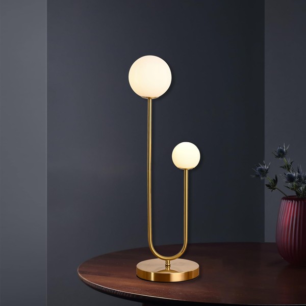 AMARTIZ Mid Century Gold Globe Table Lamp Modern U-Shape 2-Light