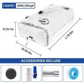 GHOSOONE 1000 L/264 Gal Water Bladder Tank, Foldable Portable Water Storage Container, Emergency Water Bag for RV, Truck Bed, Fire Prevention, Drought Resistance, Blue