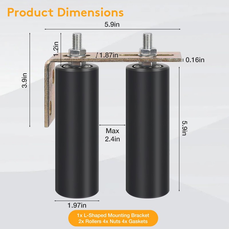 6" Gate Roller Guide with L-Bracket, Universal Adjustable Heavy Duty
