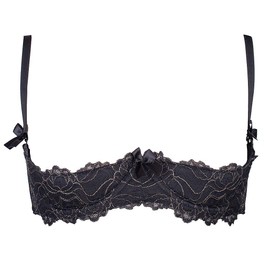 Axami V-5891 Meteorite Playful Shelf Bra (Matching Briefs Available) - Made in EU, Black-Gold,32D