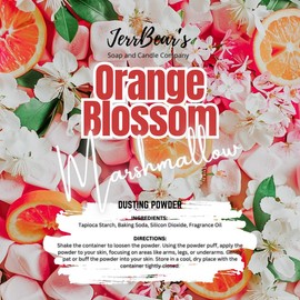 JerrBear’s Custom Body Dusting Powder - Scented - Gentle - Fine Powder Talc-Free Fragrance Moisture Cosmetic Skin Care:_Orange Blossom Marshmallow