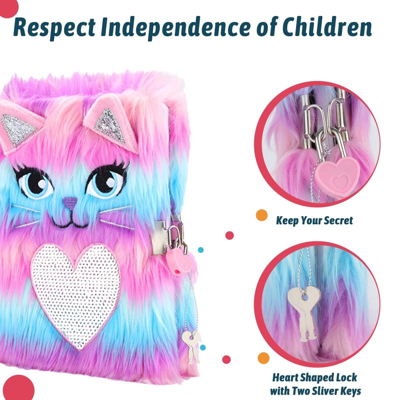 SuperStyle Cat Diary with Lock, Gift for 6 7 8