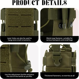 Molle Portabotellas de Agua, Bolsa de Botella Agua Molle para Mochila, Portador hidratación Ajustable para Viajes, Pesca, Caza, Senderismo al Aire Libre, marrón Claro