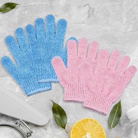Exfoliating Gloves, 6 Pcs Bamboo Body Scrub Mitts, Gentle Yet Effective Exfoliator for Shower, Spa, and Massage, Dead Skin Cell Remover, Reusable and Eco-Friendly Washcloths for Smooth Skin