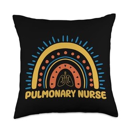 Pulmonary Nurse Job Designs Respiratory Therapist Pulmonary Boho Rainbow Breathing Treatment Nursing Throw Pillow, 18x18, Multicolor