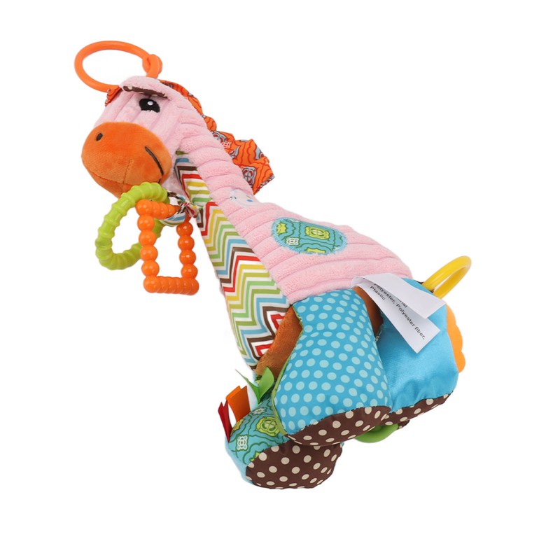 Infant Stroller Rattle Bell with Teether Mirror Cute Giraffe Plush