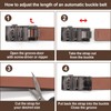 LJCZKA Men’s Genuine Leather Belt,Automatic Buckle Leather Ratchet Belt,Adjustable Trimmable