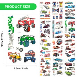 Grevosea 12 Sheets Racing Car Tattoos Stickers Luminous Vehicle Stickers Children's Tattoos Boys Waterproof Temporary Children's Tattoos Luminous Tattoo for Children's Birthday Party Gifts Accessories