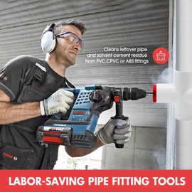 Fitting Saver PVC Pipe Reamer, 1-1/4 Inch Head, 3/8-Inch Hex Shaft, Socket Saver Plumbing Tool for Sch.40 PVC, CPVC, ABS