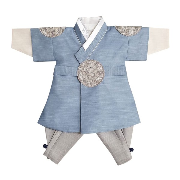 OUJIN I Hanbok Korean Light Blue Boy Hanbok - Vestido tradicional coreano de 100 días a 10 años, Azul/claro, 9 Años