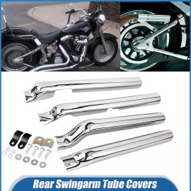 Unbranded Chrome Rear Swingarm Tube Covers Kit For Harley Softail Custom FXSTC FXST FXSTB