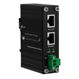 E-link Hardened Industrial 2.5G PoE+ Injector, 12~48V Input PoE+ Adapter, IEEE802.3af/at 30W Output up to 328ft, Din-Rail and Wall-Mount Installation