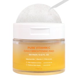 FreeGo Pure Vitamin C Daily Brightening Pad (100 Pads), K-Beauty Facial Toner Pads for Uneven Hyperpigmented Skin, Instant Brightening & Transparency