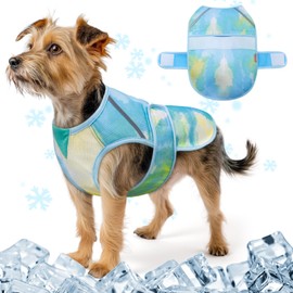 KYEESE Dog Cooling Vest Lightweight Dog Cooler Jacket for Summer 3D Breathable Mesh Pet Cooling Shirts with Reflective Stripe UV Protection Pet T Shirt for Beach, Hiking, Walking (Blue, L)