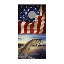 Lets Print Big Muskie Flag Design B Corn Hole Board Decal Wrap