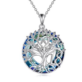 YFN 18th Birthday Gifts for Girls Sterling Silver Tree of Life Necklace with Blue Crystal Graduation Christmas Jewellery for Daughter Granddaughter Girlfriend