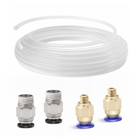 XINKYD PTFE Tube, 2 Meter 3D Printer 4mm PTFE Teflon Tube 2 Meter Teflon Tube Accessories for 3D Printer Extruder for 1.75 mm 3D Printer Filament (2 Meter PTFE + PC4-M6 + PC4-M10)