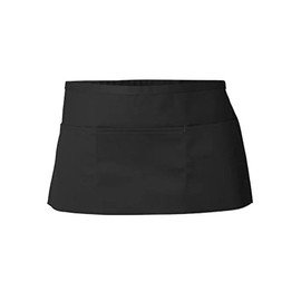 Black Short Money Apron With Zip Pockets Professional Waiter Server Pinny 22" Wide x 14" Long (Pack of 1)